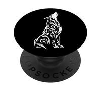 Tribal Loup Hurlant Noir Blanc PopSockets PopGrip Adhésif