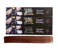 Tribal Soul Crystal Healing Spiritual Incense Coffret cadeau avec support en bois, lot de 3 bâtons de méditation