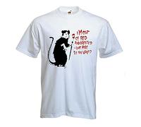 Tribal T-Shirts Banksy I'm Out of Bed Rat T-Shirt (Couleur au Choix) - Blanc -
