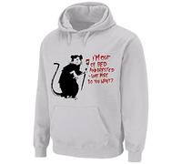 Tribal T-Shirts Banksy Sweat à capuche pour homme I'm Out of Bed and Dressed Rat - Gris - XL