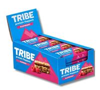 TRIBE Flapjack Lot de 12 barres protéinées à 3 couches de framboise, 50 g - Barres de collation saines - Végétalien, sans produits laitiers et sans gluten
