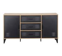 Bestmobilier - Tribeca - Buffet Bas - Effet Bois et métal Noir - 140 cm, Bois/Noir