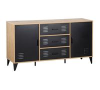 Bestmobilier - Tribeca - Buffet Bas - Effet Bois et métal Noir - 140 cm, Bois/Noir