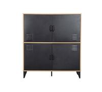 Best Mobilier - Tribeca - Buffet Haut - Bois et métal Noir - 100x112 cm, Bois/Noir