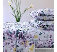 Tribeca Living Azores Home Juliette Parure de lit imprimée à Poche Profonde avec Drap Plat surdimensionné - Lit Double, Violet