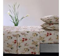 Tribeca Living Ensemble de draps d'hiver Ultra Doux, Coton 170 g/m², Poche Profonde, literie d'hiver Confortable - Lit jumeau, crème Florale