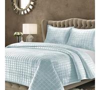 Tribeca Living Florence Parure de lit surdimensionnée en Velours de Couleur Unie, Polyester, Bleu Brume, Grand lit