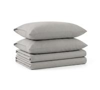 Tribeca Living Parure de lit de Luxe en Flanelle Unie avec Poche Profonde pour très Grand lit, Platine