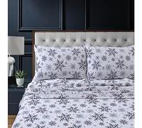 Tribeca Living Parure de lit en Flanelle 100% Coton - 200 g/m², Poche Profonde, Ultra Douce et Confortable, pour très Grand lit, Let It Snow