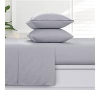 Tribeca Living Parure de lit Unie en Flanelle pour lit Une Place, 100% Coton, Super Douce, Poches très Profondes, Gris