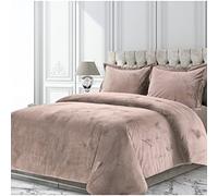 Tribeca Living Venice Parure de lit surdimensionnée en Velours Super Doux 3 pièces avec Fermeture à Boutons dissimulés, pour très Grand lit, Taupe