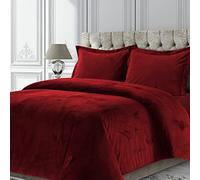 Tribeca Living VENICEDUVET - Parure de lit surdimensionnée en Velours Venise, 3 pièces, Grand lit, Bordeaux