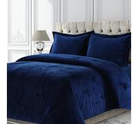 Tribeca Living VENICEDUVET - Parure de lit surdimensionnée en Velours Venise, Couleur Unie, lit Simple, Bleu Marine