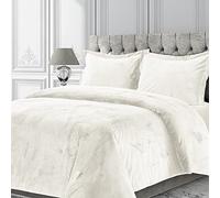 Tribeca Living VENICEDUVET - Parure de lit surdimensionnée en Velours Venise, Couleur Unie, lit Simple, Ivoire