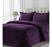 Tribeca Living VENICEDUVET - Parure de lit surdimensionnée en Velours Venise, Unie, lit Simple, Violet