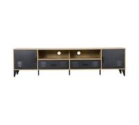 Bestmobilier - Tribeca - Meuble TV - Effet Bois et métal Noir - 200 cm, Bois/Noir