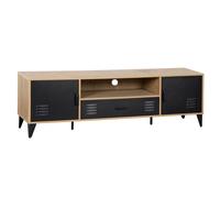 Bestmobilier - Tribeca - Meuble TV - Effet Bois et métal Noir - 160 cm, Bois/Noir