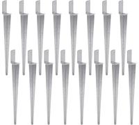 Lot de 16 supports universels de poteau à enfoncer L - En acier argenté (16, 50 x 600)
