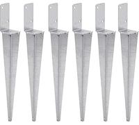 Lot de 6 supports de poteau universels à frapper L - En acier argenté (6, 70 x 600)