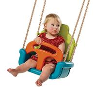 TRIBECCO® Balançoire 3 en 1 pour bébé - Siège réglable - Siège à bascule - Balançoire de jardin pour bébé - Avec dossier et sangle de sécurité - Fabriqué dans l'Union européenne