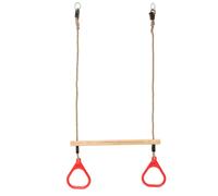 TRIBECCO Balançoire trapèze avec poignées & corde réglable - pour enfants à partir de 3 ans, jusqu'à 70 kg (rouge)
