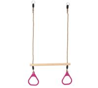 TRIBECCO Balançoire trapèze avec poignées & corde réglable - pour enfants à partir de 3 ans, jusqu'à 70 kg (rose)