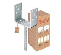 TRIBECCO® Chaussure de support en U avec goupille en acier ondulé de 20 mm de diamètre, à sceller dans le béton, largeur réglable jusqu'à 160 mm, chaussure de poteau en U, en acier galvanisé à chaud,
