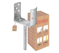 TRIBECCO® Chaussure de support en U avec rainure en acier cannelé Ø 20 mm à sceller dans le béton, largeur réglable de 80 à 140 mm, chaussure de poteau en H en acier galvanisé à chaud, ancrage en