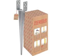 TRIBECCO Douille de sol à enfoncer en forme de U pour poteaux en bois carrés, chaussure de support réglable jusqu'à 140 mm de longueur, 700 mm, support de poteau en U à enfoncer dans le sol, en acier