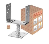 TRIBECCO® Douille à visser en forme de U pour poteaux en bois carrés, acier galvanisé à chaud, chaussure de support en U sur support en acier ondulé, largeur réglable jusqu'à 160 mm, hauteur 200 mm, à