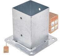 TRIBECCO® Douille à visser pour poteaux en bois carré galvanisé à chaud (100 x 100 mm) - Poteau de sol - Support de clôture - Plaque de sol - Support d'ancrage