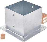 TRIBECCO® Douille à visser pour poteaux en bois carré galvanisé à chaud (160 x 160 mm) - Poteau de sol - Support de clôture - Plaque de sol - Support d'ancrage