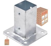 TRIBECCO® Douille à visser pour poteaux en bois carré galvanisé à chaud (50 x 50 mm) - Poteau de sol - Support de clôture - Plaque de sol - Support d'ancrage