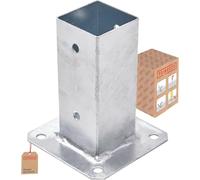 TRIBECCO® Douille à visser pour poteaux en bois carré galvanisé à chaud (60 x 60 mm) - Poteau de sol - Support de clôture - Plaque de sol - Support d'ancrage