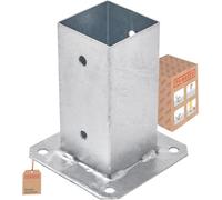 TRIBECCO® Douille à visser pour poteaux en bois carré galvanisé à chaud (70 x 70 mm) - Poteau de sol - Support de clôture - Plaque de sol - Support d'ancrage