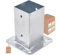 TRIBECCO® Douille à visser pour poteaux en bois carré galvanisé à chaud (80 x 80 mm) - Poteau de sol - Support de clôture - Plaque de sol - Support d'ancrage