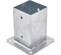 TRIBECCO® Douille à visser pour poteaux en bois carré galvanisé à chaud (90 x 90 mm) - Poteau de sol - Support de clôture - Plaque de sol - Support d'ancrage