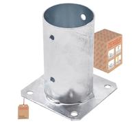 TRIBECCO® Douille à visser pour poteaux en bois rond galvanisé à chaud (diamètre 80 mm) Support de poteau douille de sol rond Support de clôture manchon plaque de fond ancre