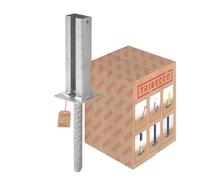 TRIBECCO Douille de sol avec ancrage en béton pour poteaux de clôture en métal de 60 x 40 mm - Hauteur : 390 mm - Ancrage en acier ondulé galvanisé à chaud - Pour clôtures et poteaux à double fil