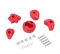 TRIBECCO Jeu de 5 pierres à grimper avec fixation - poignées en polyrésine pour l'intérieur et l'extérieur (rouge)
