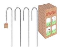 TRIBECCO® Lot de 4 ancrages de sol XL en acier massif - ancrages de terre extrêmement stables pour tentes, pavillons, châteaux gonflables et trampolines - longs clous pour tous les types de sol