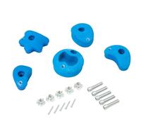 TRIBECCO Lot de 5 pierres d'escalade pour mur d'escalade avec kit de fixation - Différentes formes - Dimensions : 8 x 11,5 cm - En polyrésine - Pour l'escalade en extérieur et en intérieur - Bleu