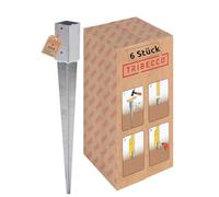 TRIBECCO Lot de 6 manchons de sol à enfoncer - 71 x 71 mm - 900 mm - Galvanisé à chaud - Support de poteau pour poteaux carrés en bois - Ancrage au sol pour clôtures et poteaux de portail (6, 71 x 71