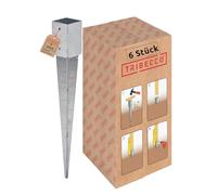 TRIBECCO Lot de 6 manchons de sol à enfoncer - 91 x 91 mm - 900 mm - Galvanisé à chaud - Support de poteau pour poteaux carrés en bois - Ancrage au sol pour clôtures et poteaux de portail (6, 91 x 91