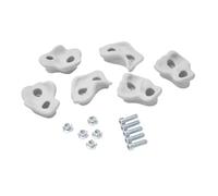 TRIBECCO Lot de 6 pierres d'escalade pour mur d'escalade, poignées d'escalade avec kit de fixation, différentes formes, taille 8 x 11,5 cm, en plastique, pour l'extérieur et l'intérieur, gris