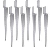 TRIBECCO Lot de 8 supports de poteau universels à enfoncer L - En acier argenté (8, 50 x 600)