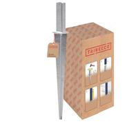 TRIBECCO Panneau de clôture pour poteaux de 60 x 40 mm, acier allié, argenté, manchon d'impact réglable, 800 mm, classe S235, tôle d'acier de 2 mm, manchon de sol