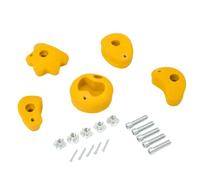 TRIBECCO Pierres d'escalade pour mur d'escalade 5 pièces Poignées d'escalade avec ensemble de fixation Formes variées Taille 8 x 11,5 cm en polyrésine pour l'escalade en extérieur et intérieur (Jaune)