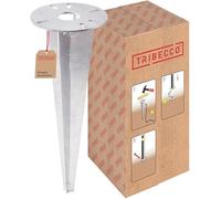 TRIBECCO Piquet à enfoncer pour lampe de jardin - Diamètre : 116 x 300 mm - Avec ouverture de 30 mm de diamètre pour le guidage des câbles - Acier plat galvanisé à chaud - Ancrage au sol pour