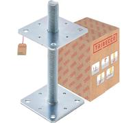 TRIBECCO® Support de poteau, vertical, réglable, (110 x 110 x 250 cm/filetage M 24), pied de support/de sol réglable en hauteur, galvanisé, en béton, à visser